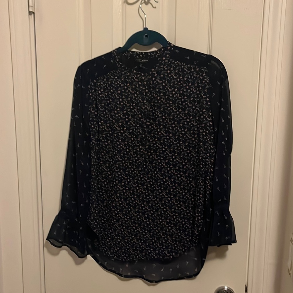 Lucky brand sheer long sleeve floral top